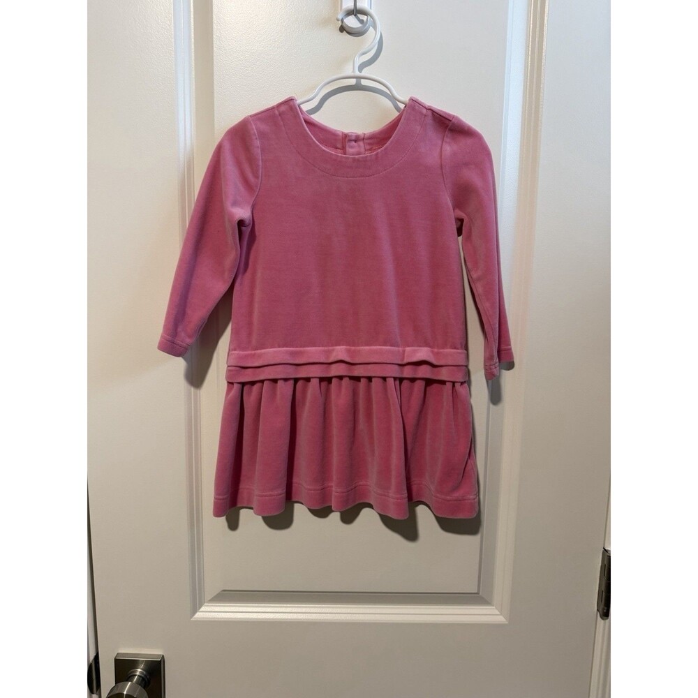 Hanna Andersson Girls 90 3T Pink Velour Velvet Long Sleeve Dress Ukraine